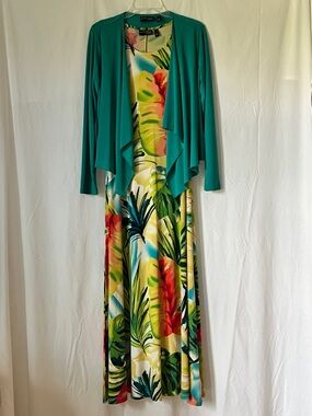 Attitudes by Renee Floral Dress with Cardigan